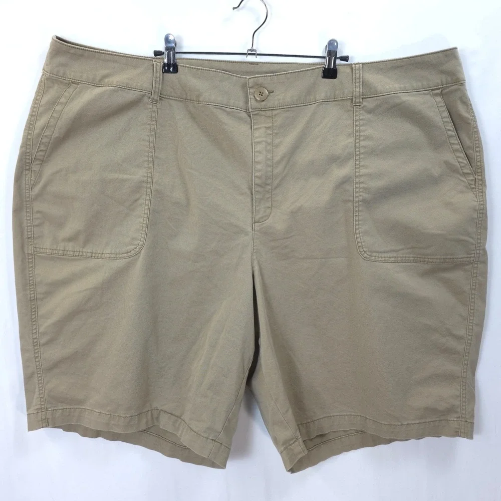 Lane Bryant Chino Shorts Women 28 Stretch‎ Cotton Khaki Classic Preppy Everyday